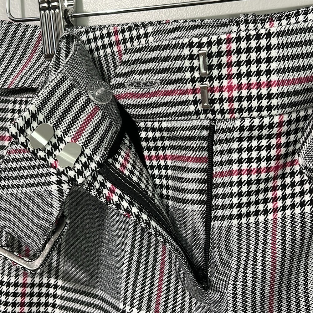 Le Chateau Mid Rise Plaid Flared Bottom Pants - Picture 9 of 11